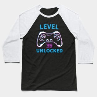 Level 35 Unlocked Retro Vintage Controller Baseball T-Shirt